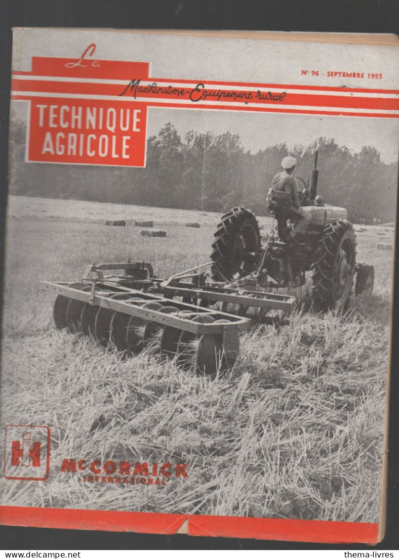 (machines Agricoles) Revue LA TECHNIQUE AGRICOLE  N°96 Septembre 1955    (CAT5206) - Jardinage