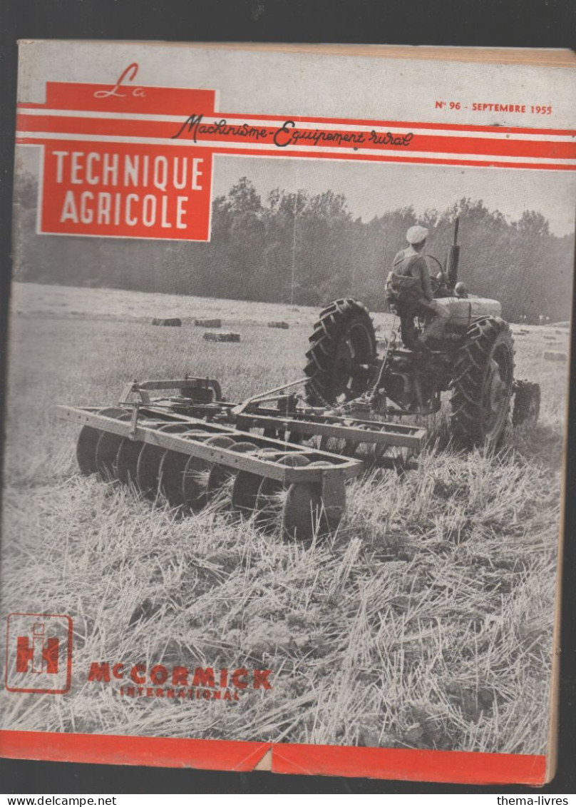 (machines Agricoles) Revue LA TECHNIQUE AGRICOLE  N°96 Septembre 1955    (CAT5206) - Giardinaggio