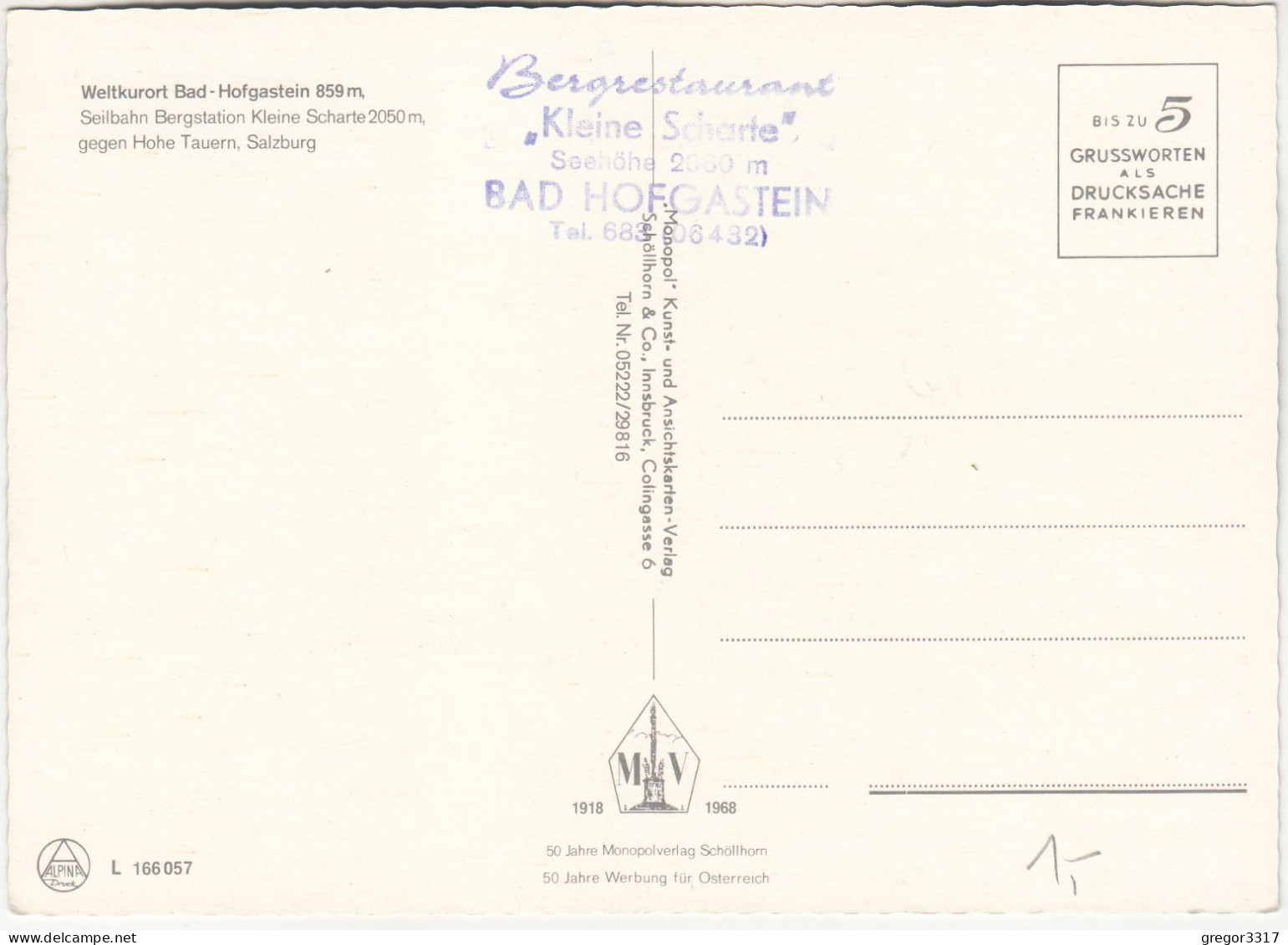 C6494) BAD HOFGASTEIN - Seilbahn Bergstation KLEINE SCHARTE - Bad Hofgastein