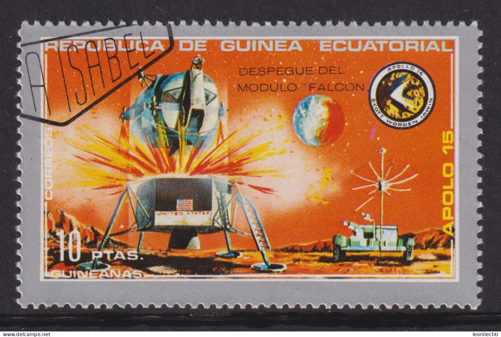 1972 Äquatorial-Guinea,  Raumfahrt  Mi:GQ 22, Yt:GQ 15-E, Apollo 15, Lander / Landung - Guinée Equatoriale