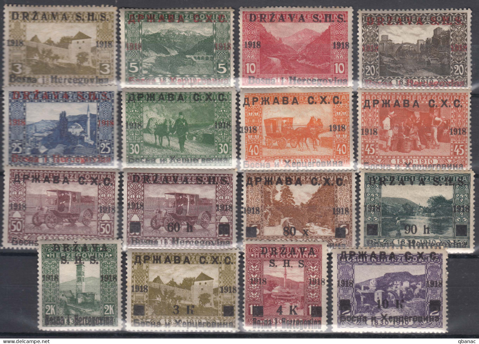 Yugoslavia Kingdom SHS, Issues For Bosnia 1918 Mi#1-16 Mint Hinged - Unused Stamps