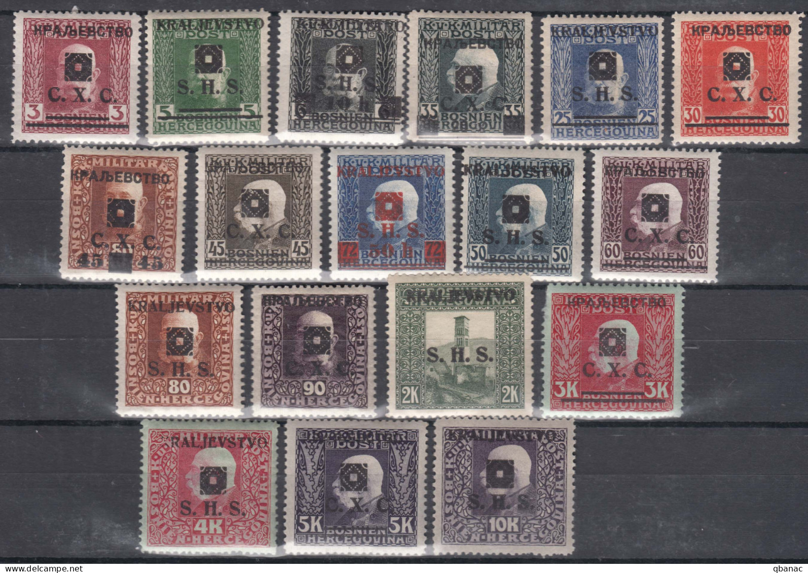 Yugoslavia, Kingdom SHS, Issues For Bosnia 1919 Mi#33-50 Mint Hinged - Unused Stamps