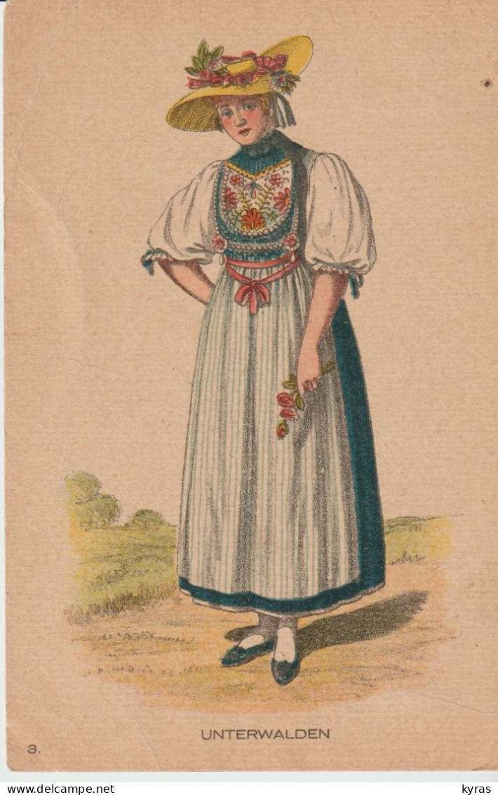 SUISSE . UNTERWALDEN . Série : Anciens Costumes Suisses Authentiques (Illustration) - Wald