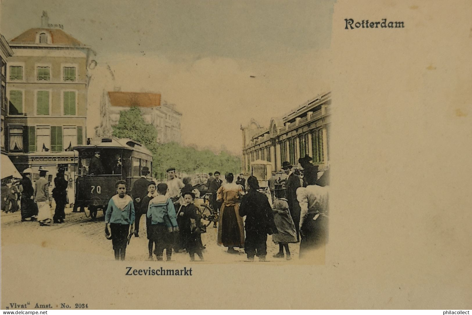 Rotterdam // Zeevischmarkt (Veel Volk - Tram) 1902 Vivat - Rotterdam