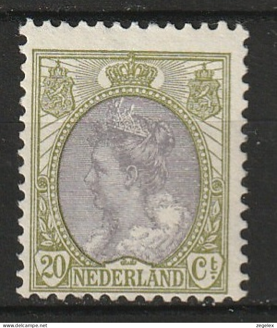 1899-1921 Wilhelmina 20c Geelgroen En Grijs NVPH 69  MLH*/** - Ungebraucht