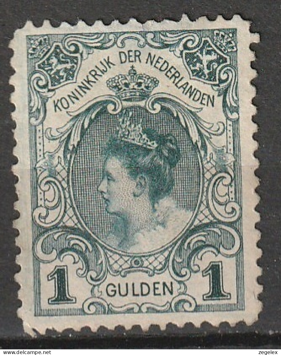 1898 Inhuldigingszegel (kroningsgulden) Wilhelmina 1 Gld NVPH 49 Unused. Partial Gum, See Description. Cat. € 250,- - Nuevos