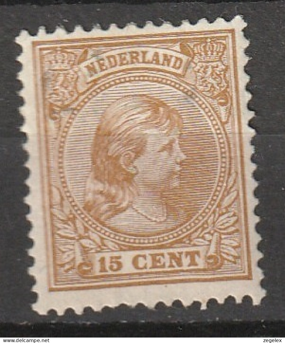 1891-1894 Wilhelmina 15 Ct NVPH 39 Unused, See Description. Cat. € 90,- - Nuevos