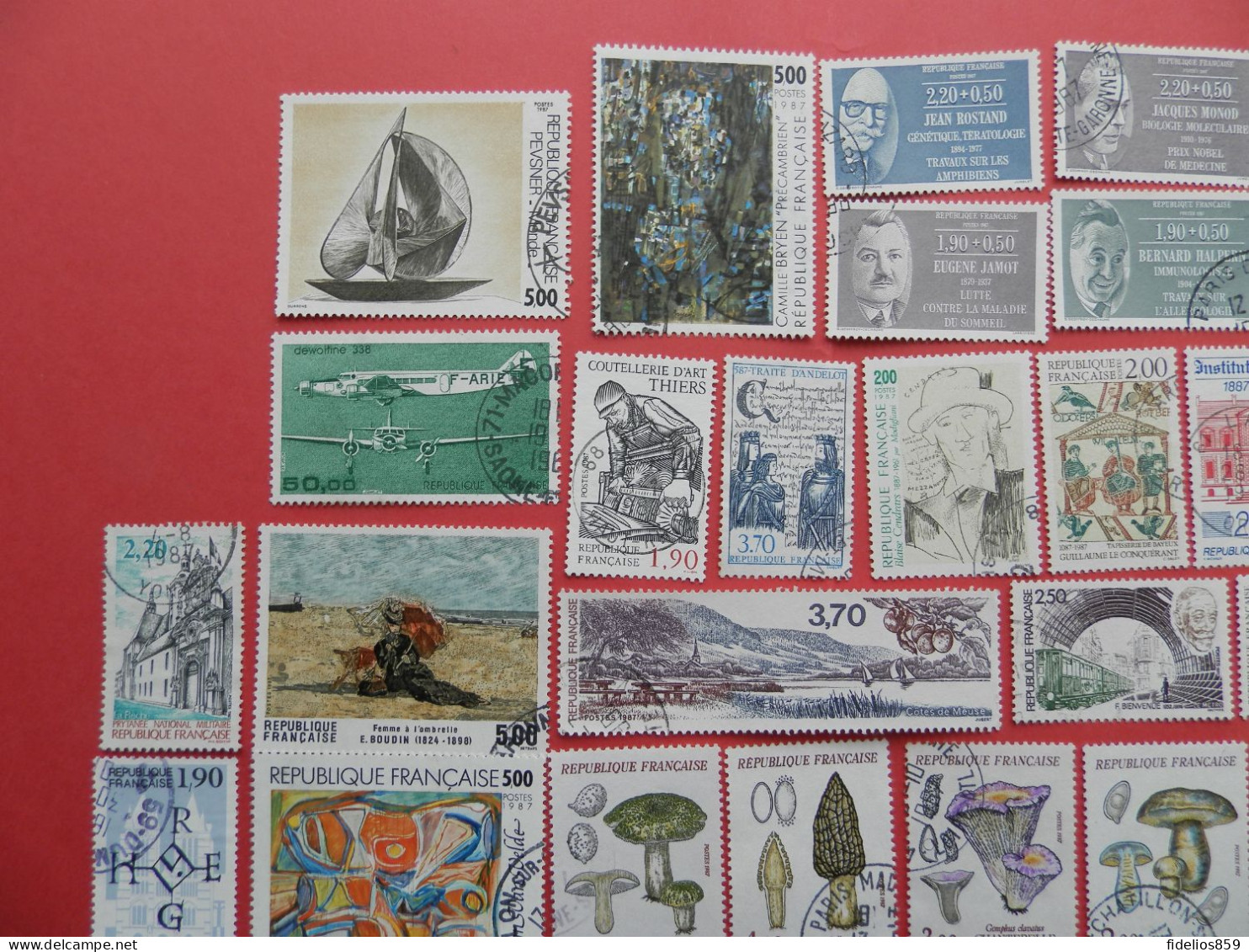 FRANCE OBLITERES LUXE : ANNEE COMPLETE 1987 SOIT 48 TIMBRES POSTE DIFFERENTS + PA 60 - 1980-1989