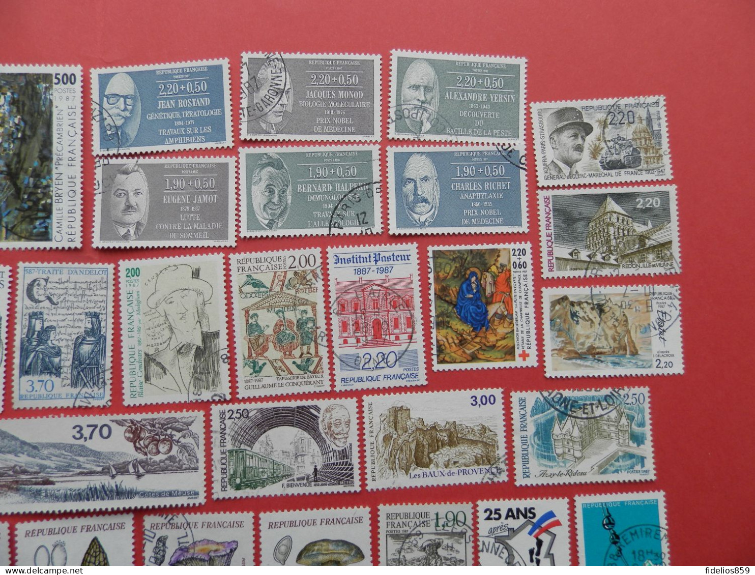 FRANCE OBLITERES LUXE : ANNEE COMPLETE 1987 SOIT 48 TIMBRES POSTE DIFFERENTS + PA 60 - 1980-1989