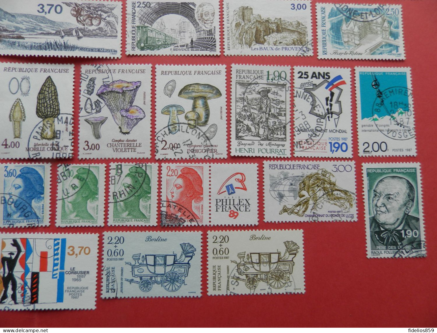 FRANCE OBLITERES LUXE : ANNEE COMPLETE 1987 SOIT 48 TIMBRES POSTE DIFFERENTS + PA 60 - 1980-1989