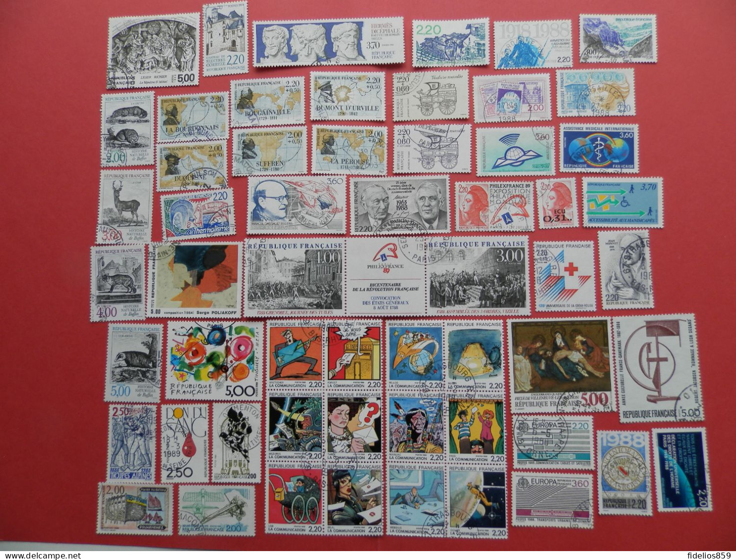 FRANCE OBLITERES LUXE : ANNEE COMPLETE 1988 SOIT 57 TIMBRES POSTE DIFFERENTS - 1980-1989