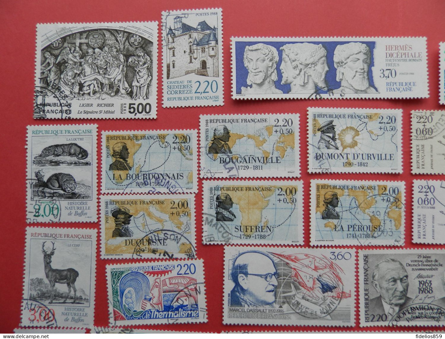 FRANCE OBLITERES LUXE : ANNEE COMPLETE 1988 SOIT 57 TIMBRES POSTE DIFFERENTS - 1980-1989