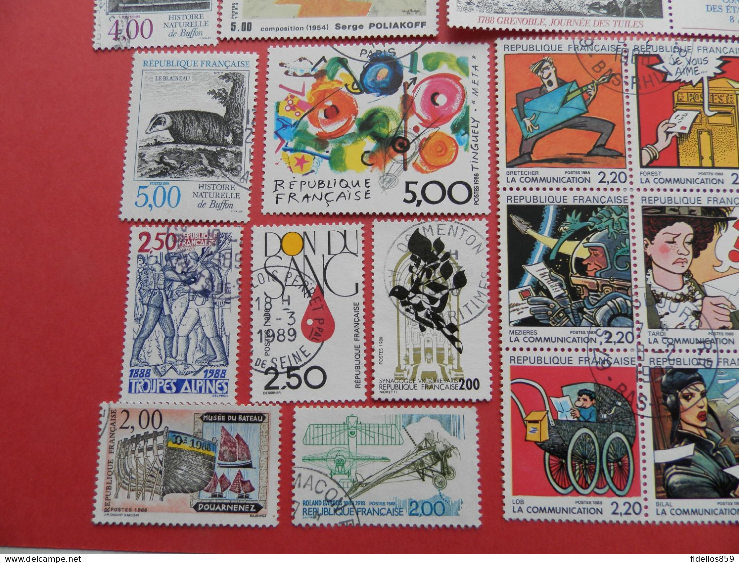 FRANCE OBLITERES LUXE : ANNEE COMPLETE 1988 SOIT 57 TIMBRES POSTE DIFFERENTS - 1980-1989