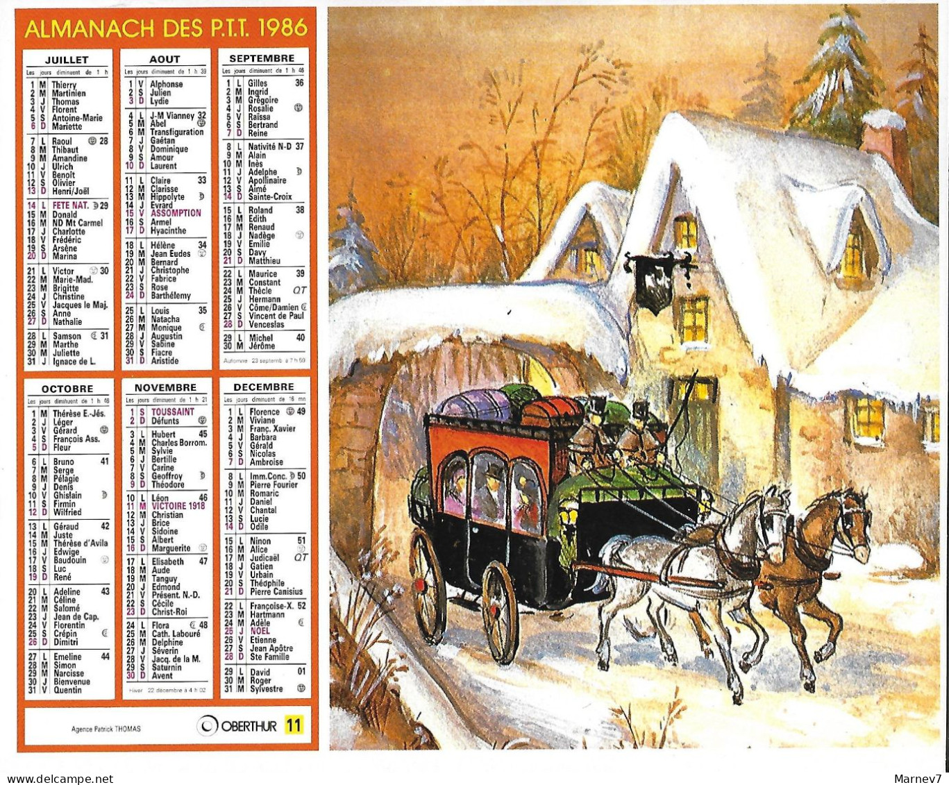 CALENDRIER Des POSTES - PTT P.T.T. -1986 - Diligence - Train à Vapeur - Région Parisienne - Très Propre - - Tamaño Grande : 1981-90