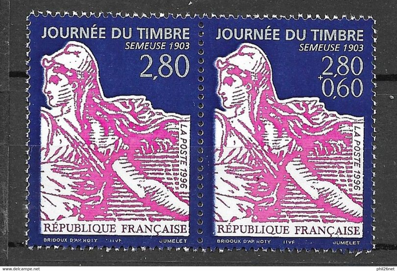 France Paire N° 2991A Journée Du Timbre 1996  Neufs * *  B/TB Voir Scans Soldes ! ! ! - Nuevos