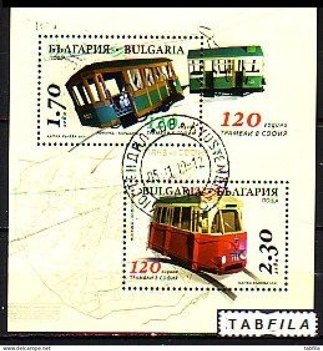 BULGARIA - 2021 - 120 Years Since The Launch Of The First Tram In Sofia - SS / Bl Used (O) - Gebraucht