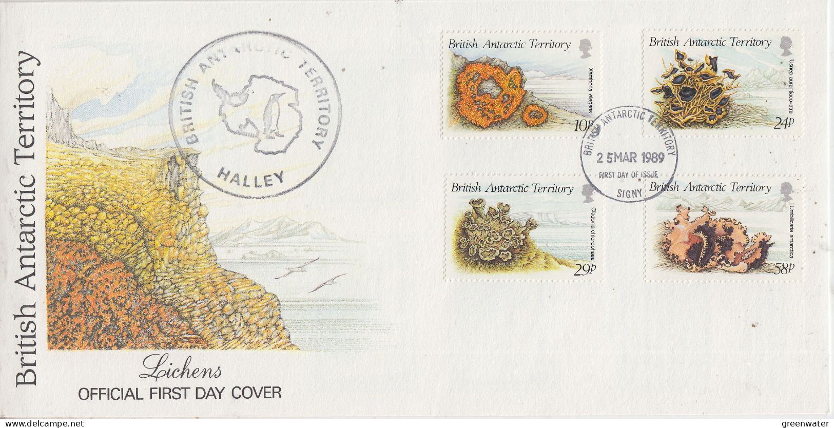 British Antarctic Territory (BAT) 1989 Lichens 4v Ca Halley FDC Signy 25 MAR 1999 (XX176) - FDC