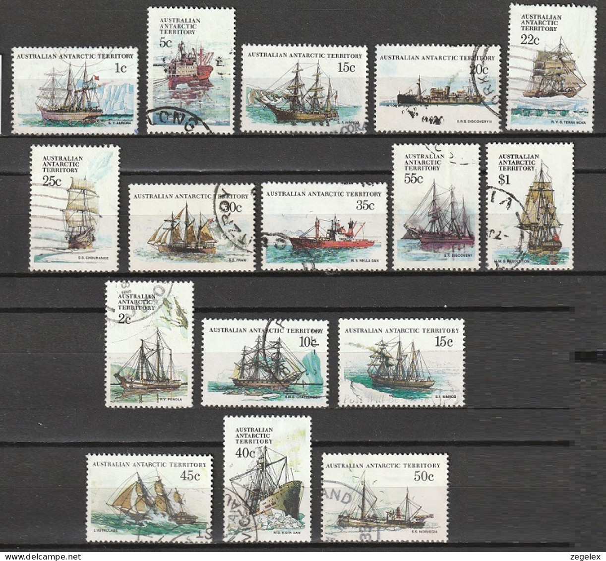 Australian Antarctic Territory (AAT) 1979 - 1982 Ships Complete Set Of 16 Values Mi. 37-52 Used - Usados