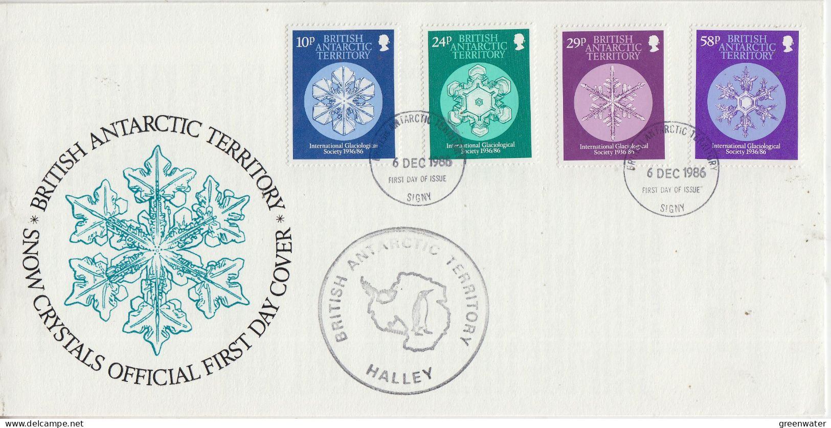 British Antarctic Territory (BAT) 1986 Glaciological 4v Ca Halley FDC Ca Signy 6 DEC 1966 (XX176A) - FDC