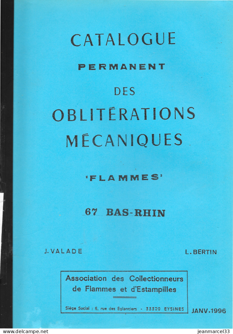 Catalogue Permanent Des Oblitérations Mécaniques Flammes Du Département 67 - France