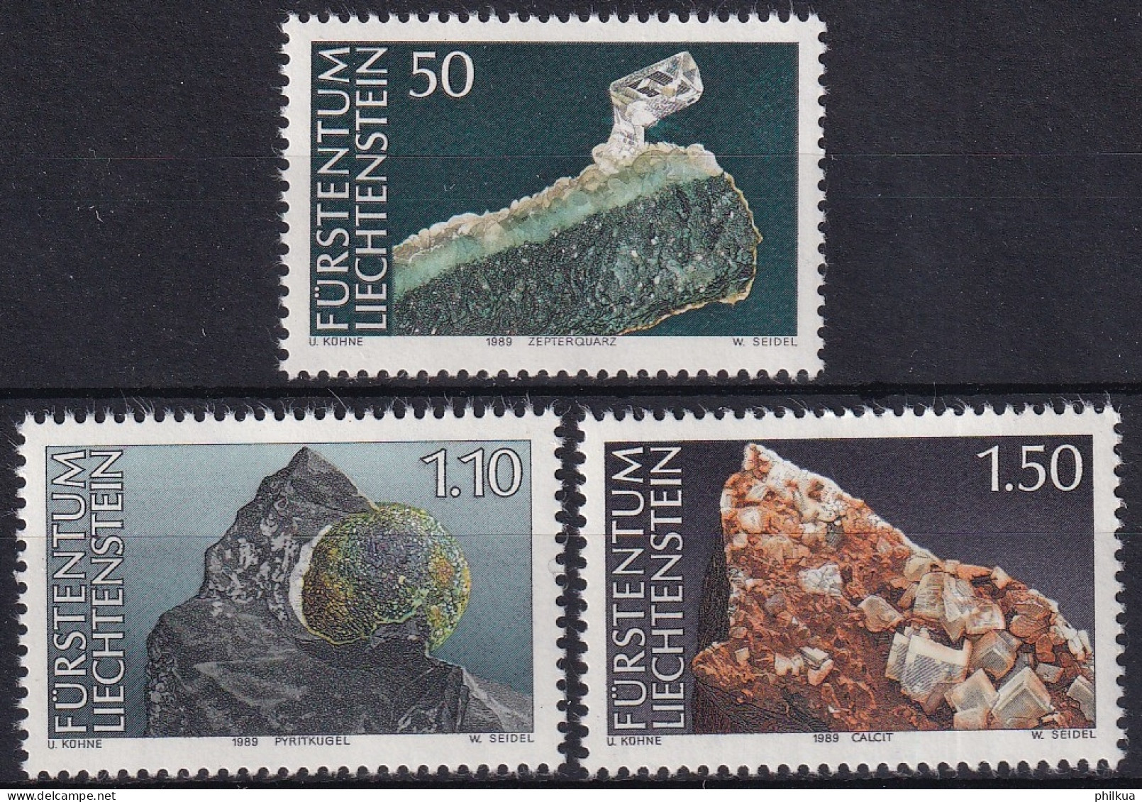 MiNr. 981 - 983 Liechtenstein 1989, 4. Dez. Mineralien (I) - Postfrisch/**/MNH - Minéraux