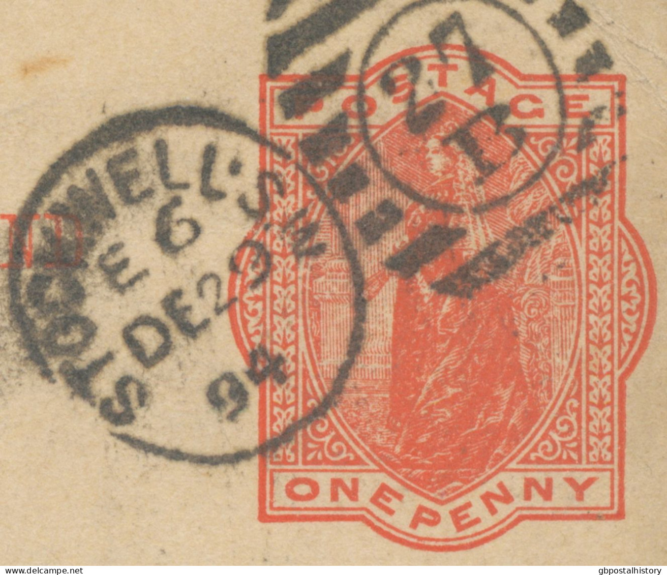 GB 1894, QV 1d Orangered Fine Postcard With Barred Duplex-cancel "STOCKWELL-S.W. / 27 B" (LONDON) LATEST USAGE - Storia Postale