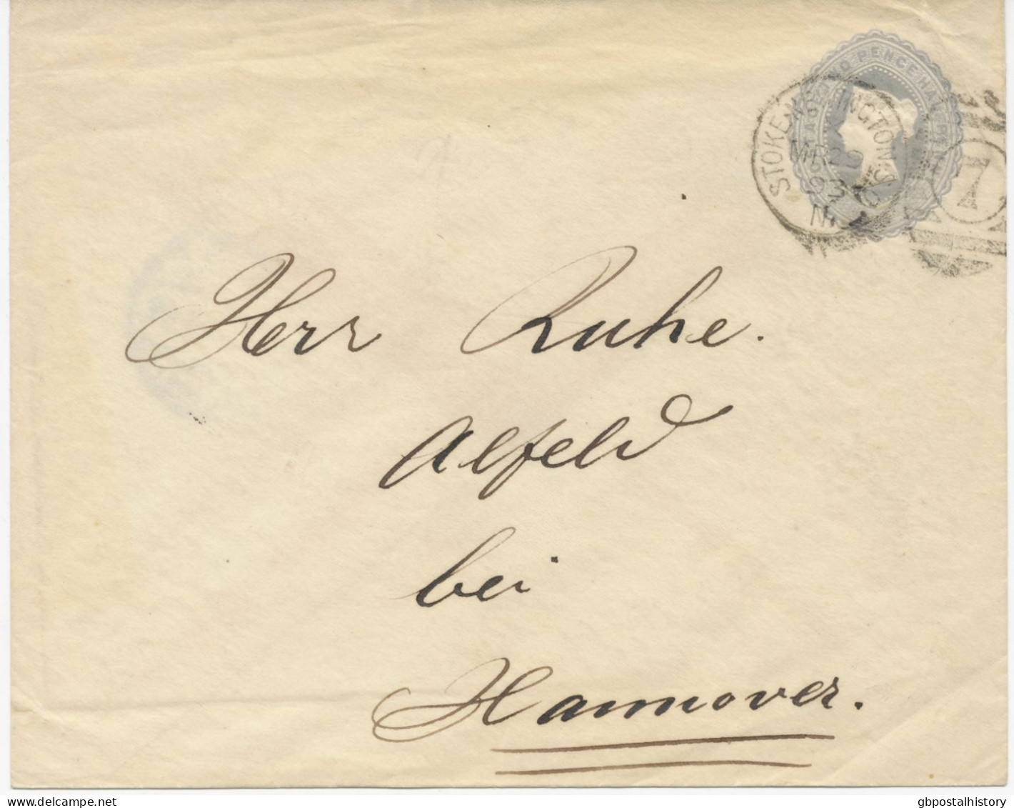 GB 1893 QV 2 1/2 D Grey-blue Superb Postal Stationery Env W Duplex-cancel "STOKE-NEWINGTON-S.O. / N. / 7" INVERTED WMK - Errors, Freaks & Oddities (EFOs