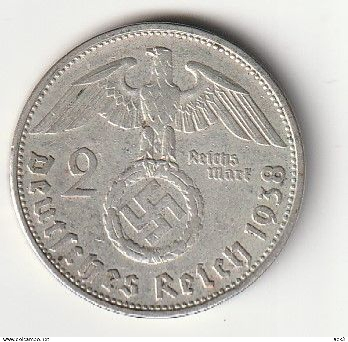 GERMANIA 2 Mark Reichsmark 1938 B - Argento Silver - 2 Reichsmark