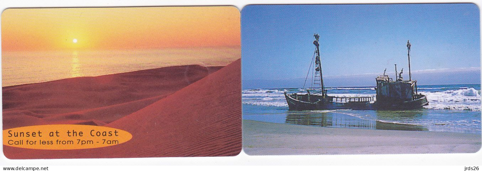 Namibia 2 Phonecards Chip - - - Landscape, Ship - Namibië