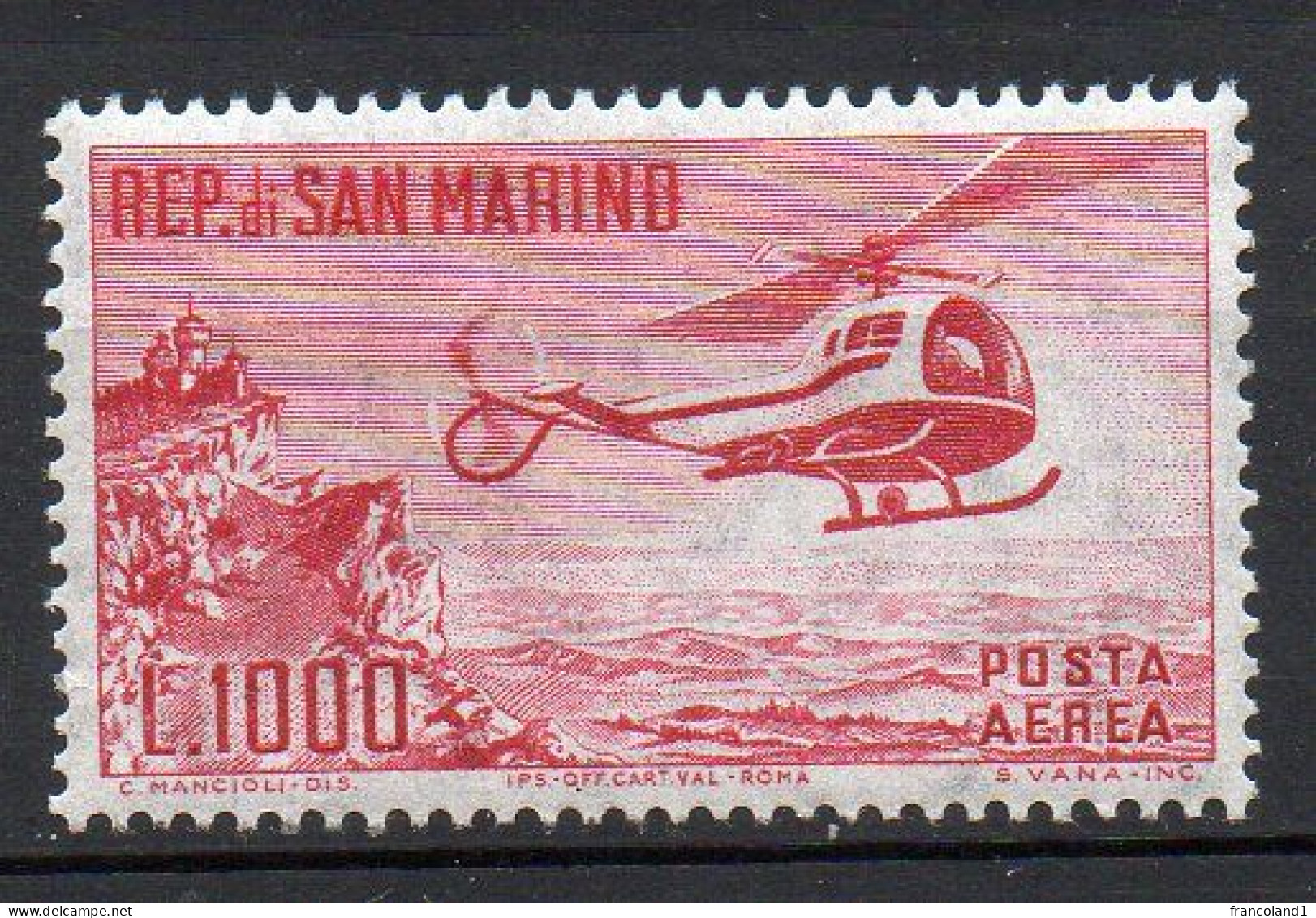 1961 S. Marino Elicottero N 136 Integro MNH** - Airmail
