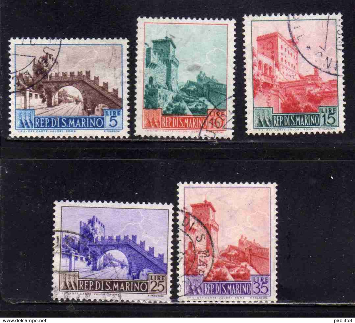 REPUBBLICA DI SAN MARINO 1955 VEDUTE VIEWS SERIE COMPLETA COMPLETE SET USATO USED OBLITERE' - Used Stamps