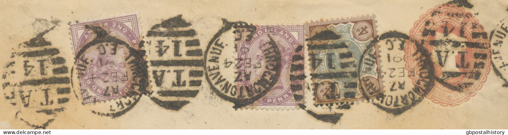 GB 1891 QV 2½d Lake (dated 18 12 90) Fine Stamped To Order Postal Stationery Env (Lavy & Co., London) Uprated With QV 4d - Lettres & Documents