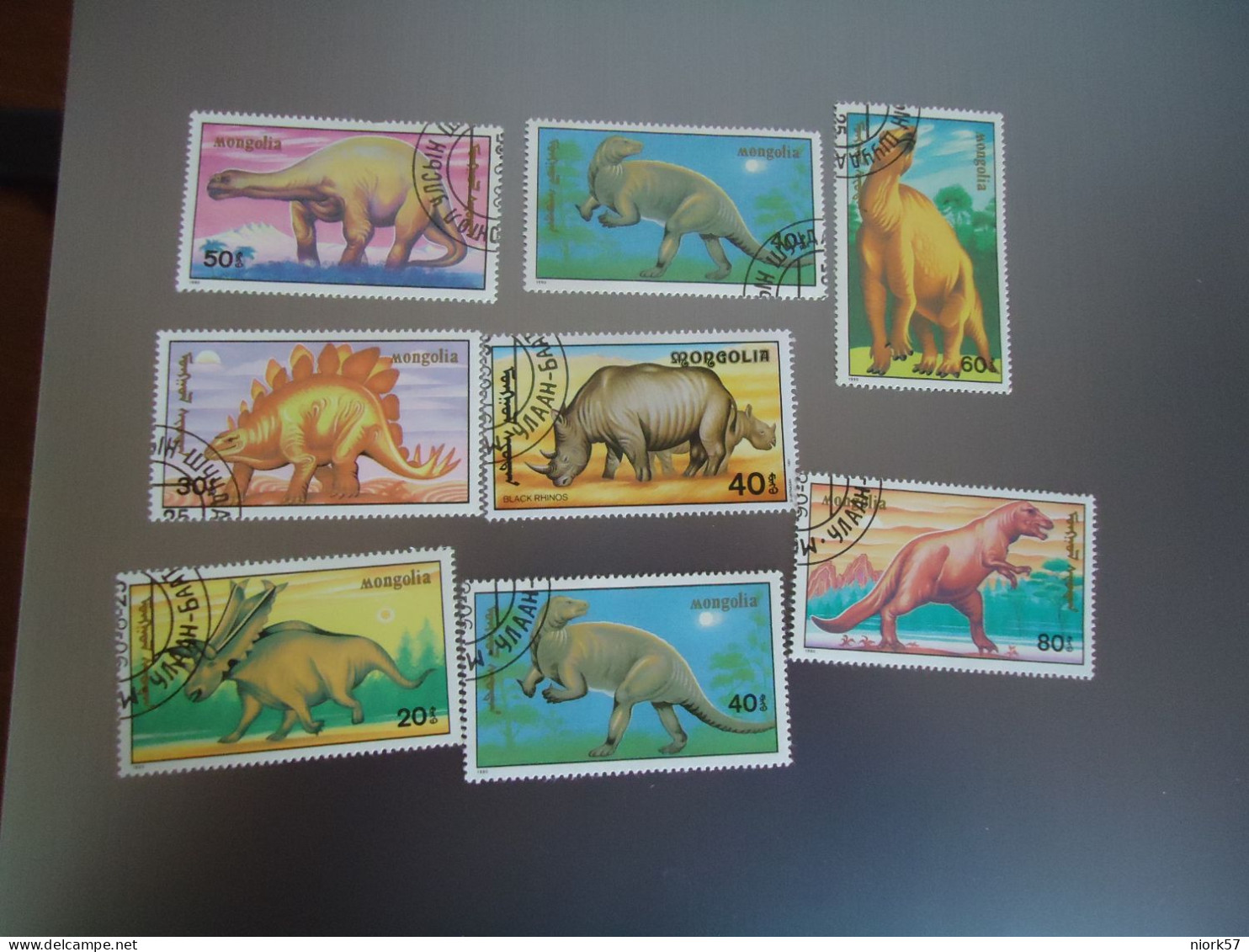 MONGOLIA   USED    STAMPS  8 ANIMALS  DINOSAURS  2 SCAN - Mongolie