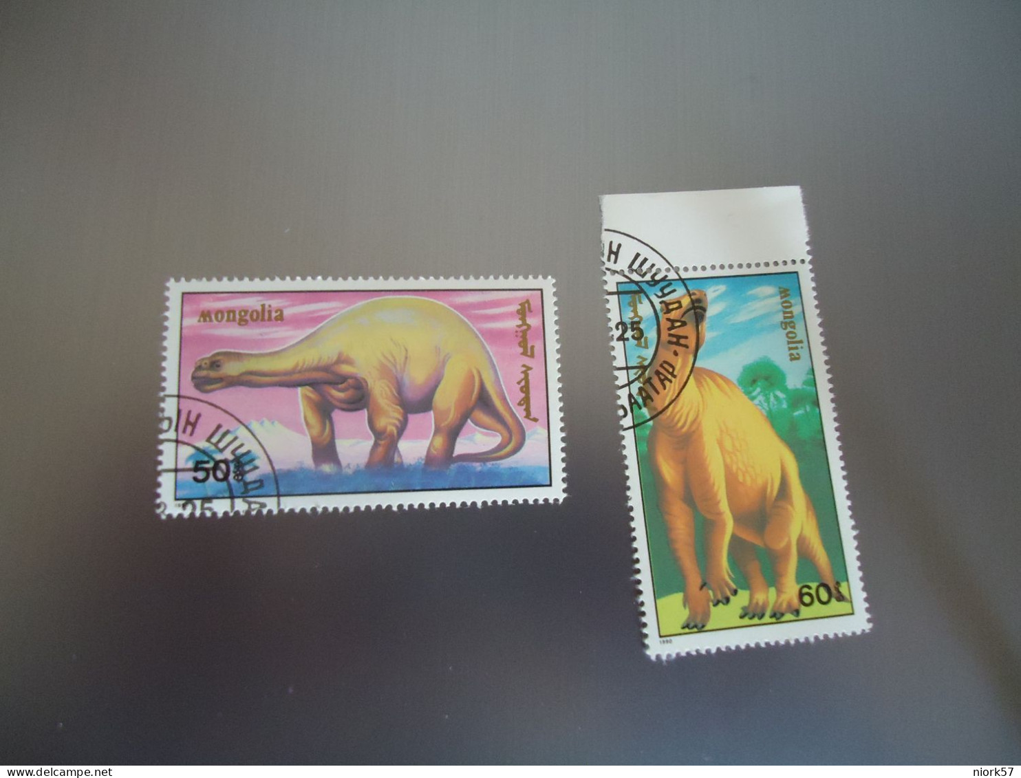 MONGOLIA   USED    STAMPS  2 DINOSAURS  ANIMALS - Mongolie