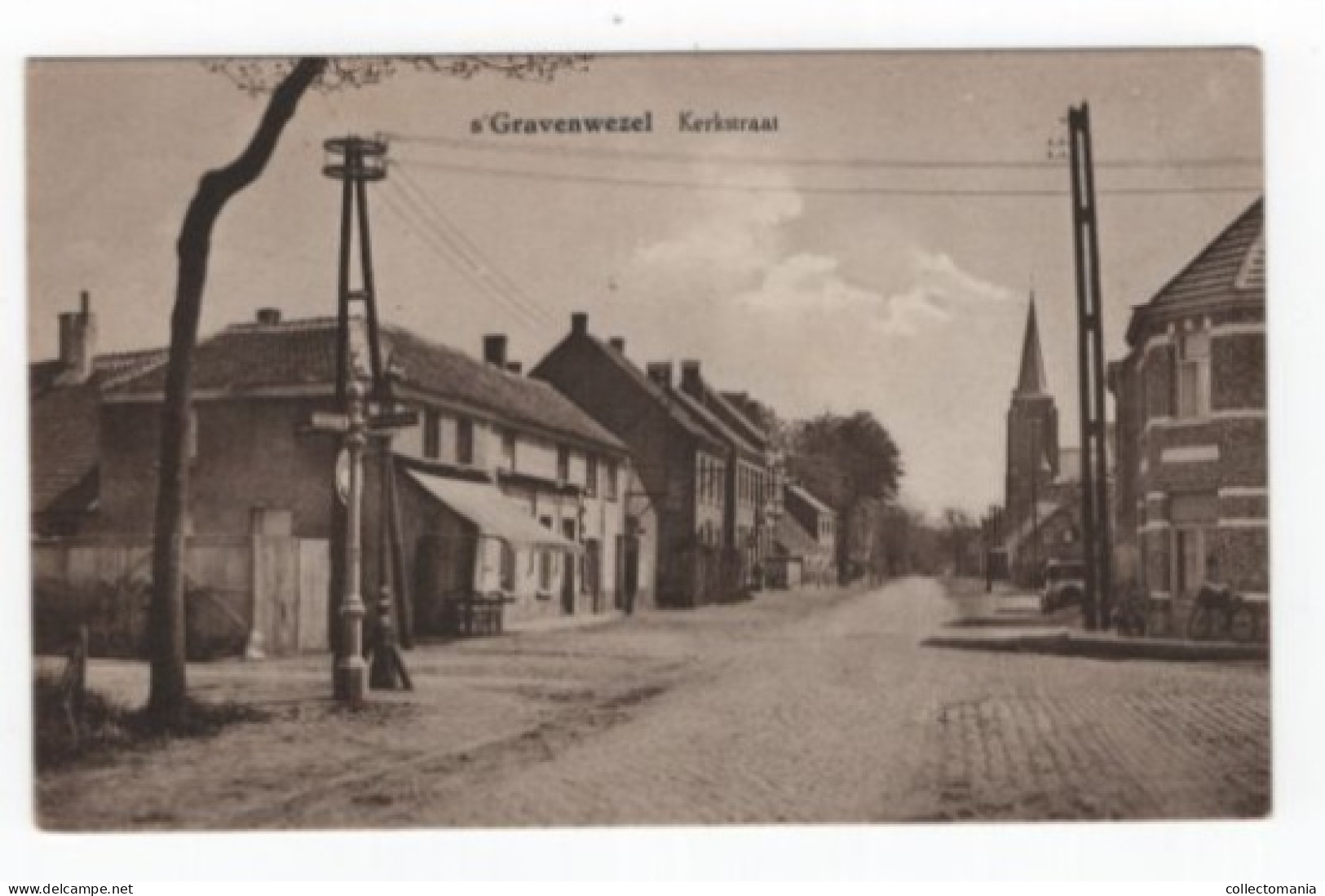 1 Oude Postkaart 's Gravenwezel  Kerkstraat 1931 - Wijnegem