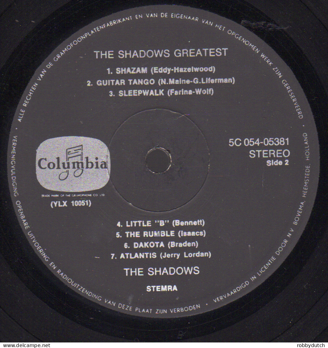 * LP *  THE SHADOWS GREATEST (Holland 1974) - Instrumental
