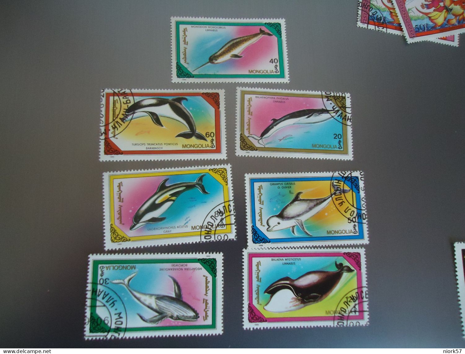 MONGOLIA   USED     STAMPS  7  FISHES   MAMALS SEA  WHALES DOLPHINS - Mongolie