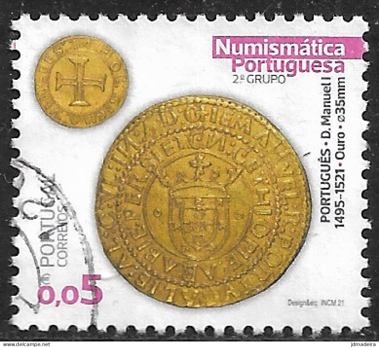 Portugal – 2021 Coins 0,05 Used Stamp - Gebraucht