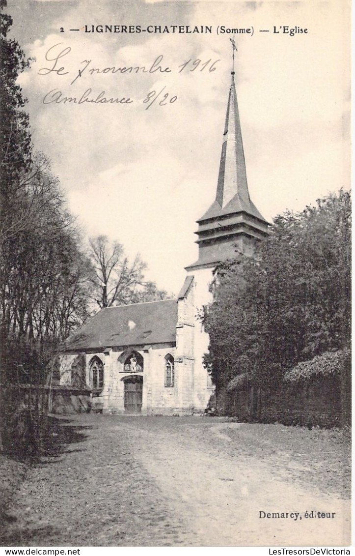 FRANCE - 80 - LIGNIERES CHATELAIN - L'église - Carte Postale Ancienne - Andere & Zonder Classificatie