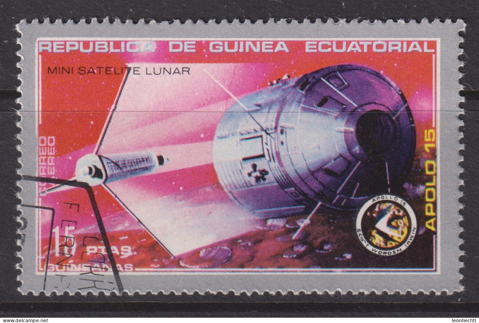 1972 Äquatorial-Guinea, Raumfahrt,  Mi:GQ 23°, Yt:GQ 1-A, Apollo 15, Lunar Mini Satellite - Guinée Equatoriale