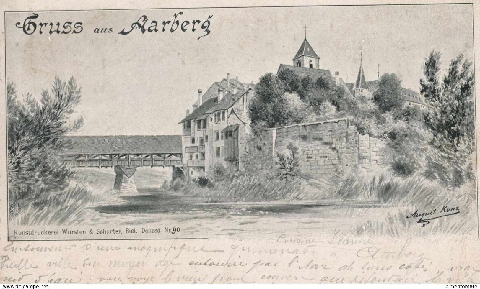 GRUSS AUS AARBERG 1902 ILLUSTRATION AUGUST KUNZ - Aarberg