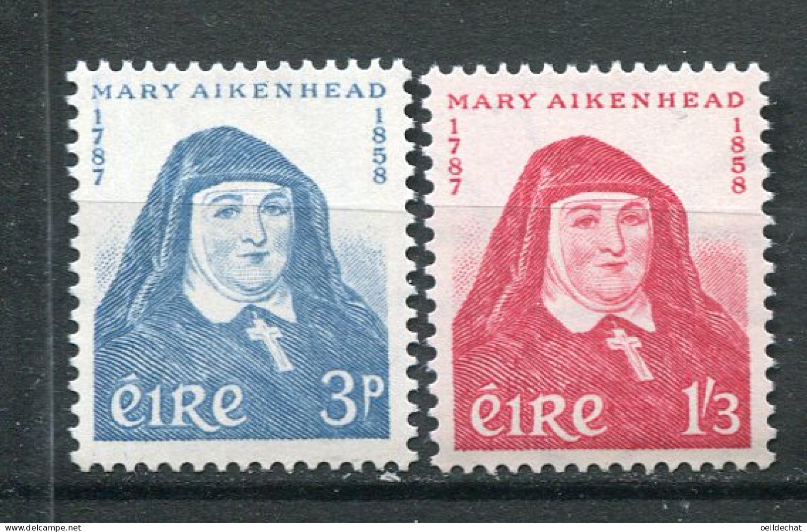 24920 IRLANDE  N°138/9** Centenaire De La Mort De Mère Mary Aikenhead   1958  TB - Nuovi