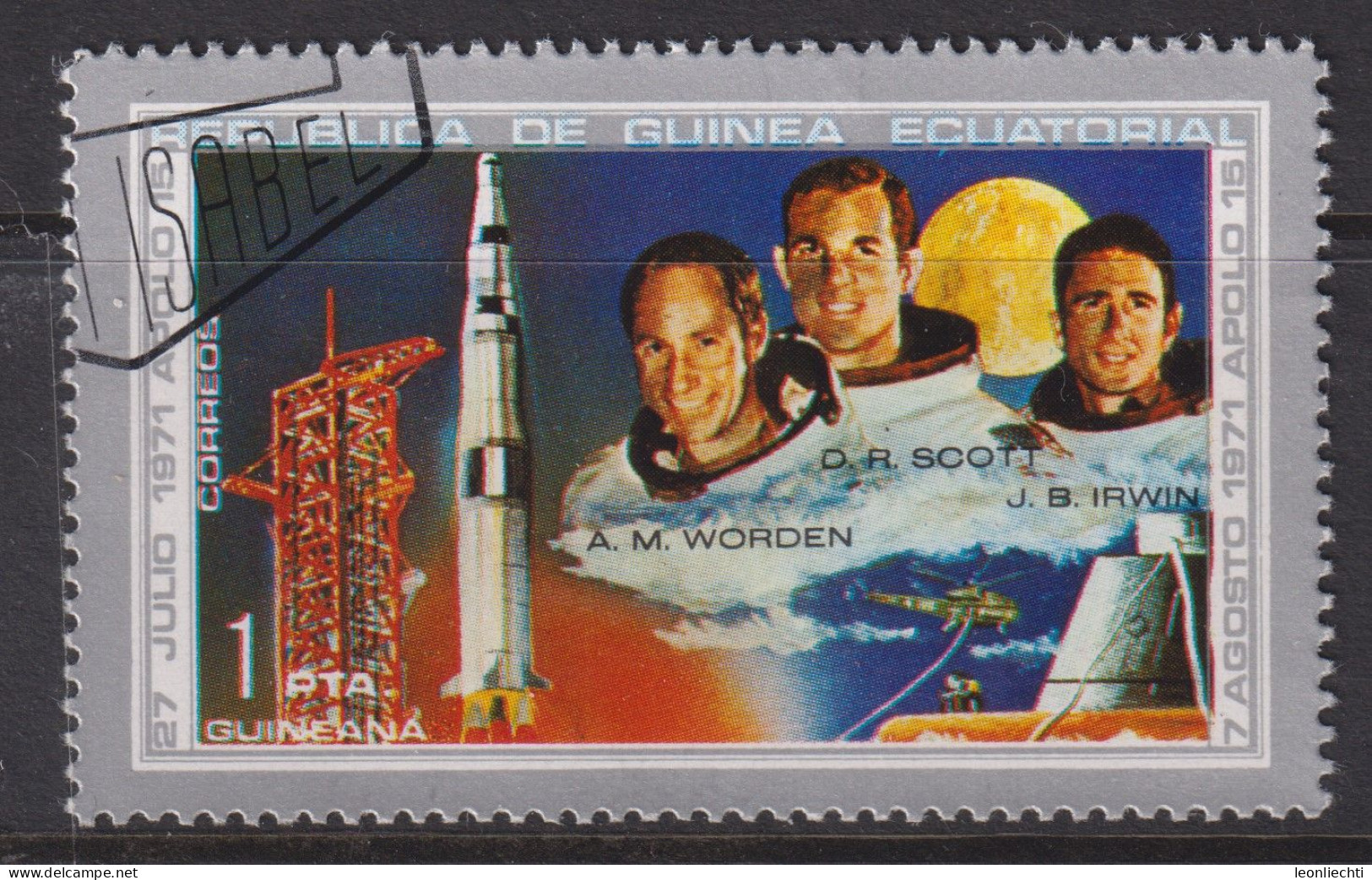 1972 Äquatorial-Guinea, Raumfahrt, Mi:GQ 18°, Yt:GQ 15-A°,  Apollo 15 , Rocket, Astronauts - Guinée Equatoriale