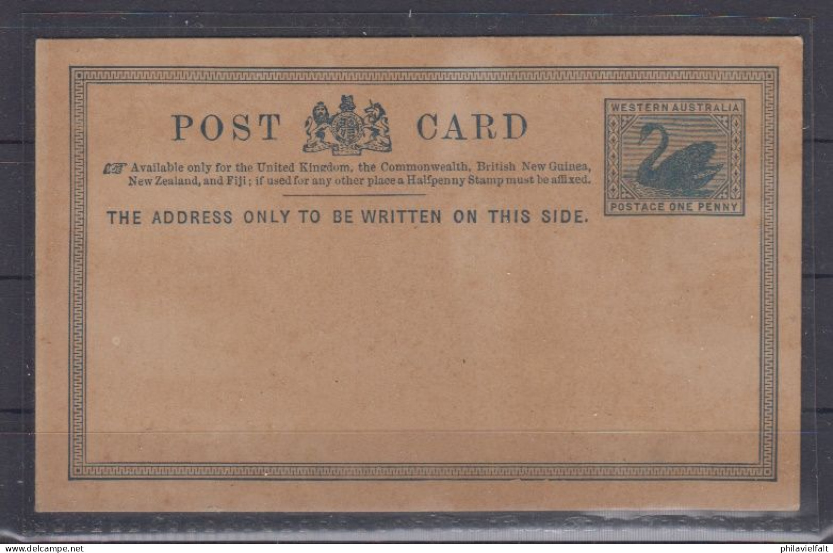 Westaustralien GZS-Karte One Penny Schwan Blau " Available Only For The Un Ited Kindom, ... " - Storia Postale