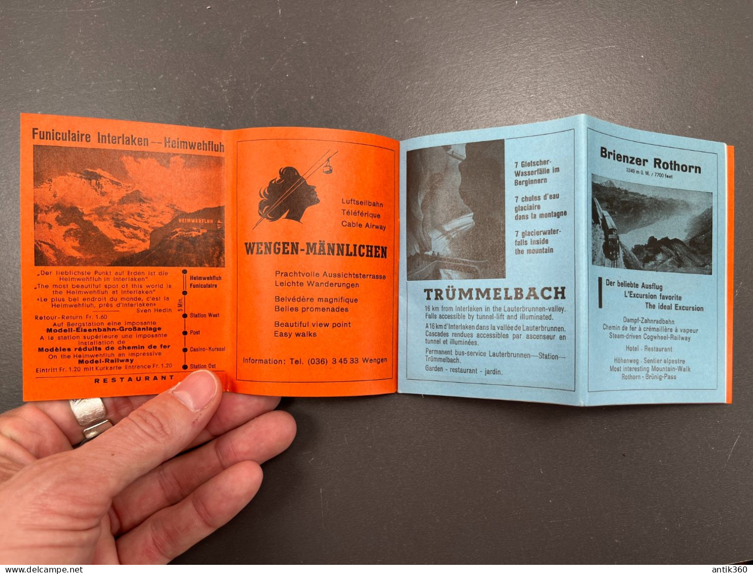 Ancienne Brochure Carte Touristique Kurtkarte 1962 INTERLAKEN Suisse - Tourism Brochures