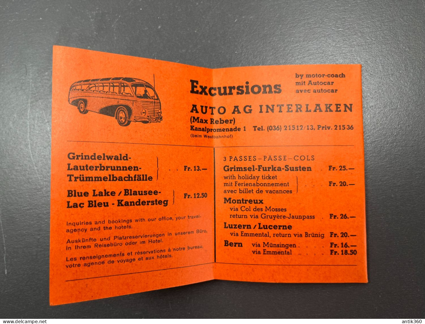 Ancienne Brochure Carte Touristique Kurtkarte 1962 INTERLAKEN Suisse - Dépliants Touristiques