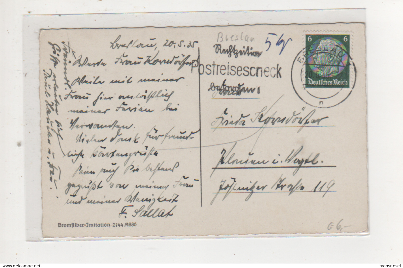 Antike Postkarte  BRESLAU DOMINSEL VON 1935 - Schlesien