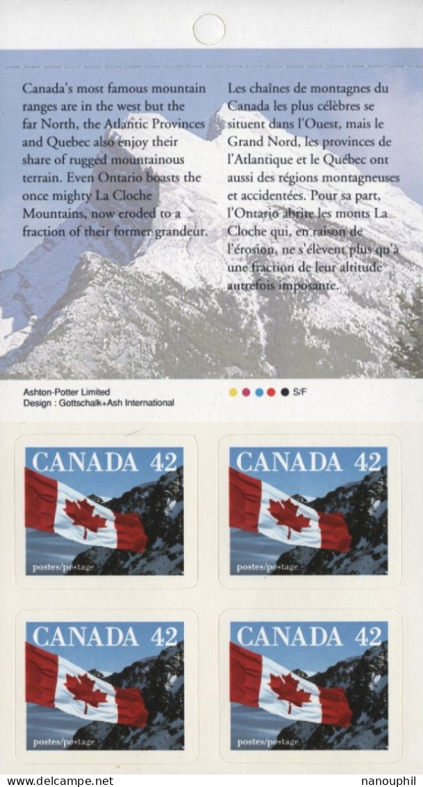 AMERIQUE  CANADA  1989  1/2  CARNET DRAPEAU  CANADIEN  VAL 42     4 TIMBRES AFHESIFS  NEUFS - Pages De Carnets