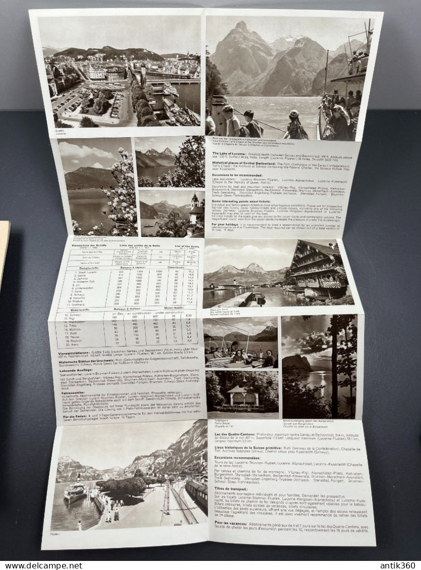 Ancien Dépliant Brochure Touristique STEAMSHIP Company Compagnie Navigation LAKE OF LUCERNE & DES QUATRES CANTONS Suisse - Toeristische Brochures