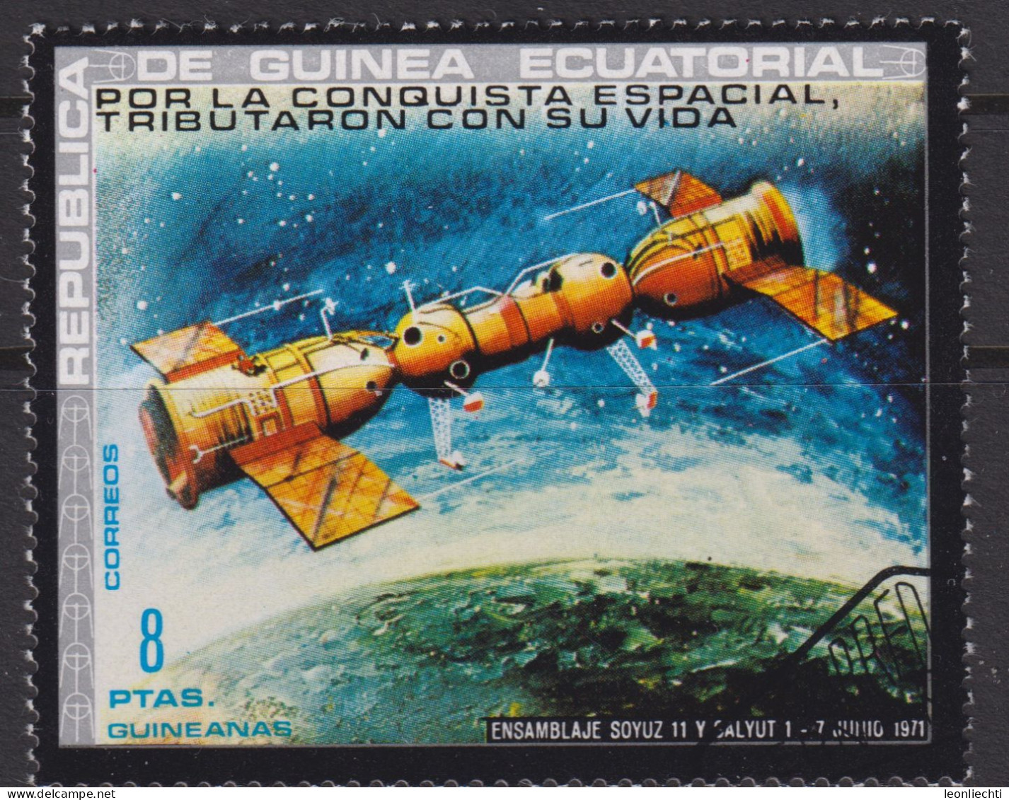 1972 Äquatorial-Guinea, Raumfahrt, Mi:GQ 193°, Yt:GQ 26-D°, Grissom, White And Chaffee, Soyuz 11 And Salut 1 - Guinée Equatoriale